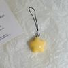 Lindo cordón para teléfono móvil amarillo leche gordito ins chica cara suave brillante colgante de estrella de cinco puntas para regalo de pareja de novia