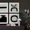 Pintura decorativa abstracta moderna y sencilla en blanco y negro con combinación de colores para sala de estar, sofá, fondo, mural de pared, modelo de habitación, pintura colgante cuadrada.