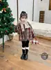 Abrigo para Niñas Estilizado Cuadros Top Nuevo Engrosado Top Infantil Invierno Ropa Exterior Acolchado de Algodón Forro Polar Chaqueta Engrosada