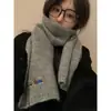 Bufanda de Cachemir Bordada con Cachorro de Estilo Coreano para Mujer, Nueva Bufanda de Lana Tejida Cálida para Otoño e Invierno 2025