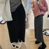 Falda de Maternidad Engrosada, Moda Otoño e Invierno Estilo Nuevo, Estilo Trendy para Mamás, Elegante Abertura Trasera, Falda de Punto Adelgazante con Soporte para el Vientre