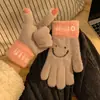 Guantes de Felpa con Cara Sonriente para Pantalla Táctil de Dedos Abiertos para Mujer, Calientes de Invierno, Forrados de Polar, Lindos, Cinco Dedos, Estudiantes, Ciclismo, Viento Frío