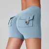 Pantalones Cortos de Yoga con Bolsillo de Cadera de Melocotón, Cintura Alta, Bolsillo, Deportivos, Fitness, Pantalones Triples para Mujer, Sensación de Segunda Piel, Alta Elasticidad, Secado Rápido