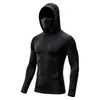 Ropa de fitness para hombre lista para enviar transfronteriza, traje de pesca ajustado de secado rápido con protección solar, traje de pesca con capucha para exteriores con máscara facial de protección solar integrada
