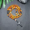 Amazonas Piedra Natural Colgante de Cruz Collar Piedra Ojo de Tigre Cruz Vesícula Biliar de Hierro Rosario para Hombres Collar Venta al por Mayor