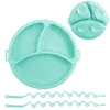 Alimento Complementario Infantil Transfronterizo Vajilla de Silicona Cordón Plato para Cenar Babero Bebé Tazón Complementario Ventosa Tenedor Cuchara Bebé Aprende a Comer