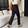 Calça versátil rei~ Jeans cigarette feminino estiloso, novo modelo outono 2026, calça cropped reta solta emagrecedora de perna larga