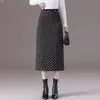 Falda Midi de Cintura Alta Otoño/Invierno para Mujer, Falda Lápiz de Sarga Ajustada que Favorece las Caderas con Abertura, Elegante Versátil para el Trabajo
