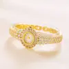 Relógio Feminino Missfox Fashionável e Requintado Estilo Ins Dourado Retrô Cobre Incrustado Zircônia Alta Qualidade