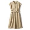 Vestido camisero ligero sin mangas estilo maduro para mujer, novedad de verano 2024, cuello polo, falda de longitud media