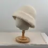 Nuevo sombrero de pescador liso de ala ancha para otoño e invierno, versátil, hace que la cara se vea más pequeña, plegable, cálido y a prueba de frío, sombrero tipo cubo para mujer