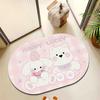 Tapete Oval de Banheiro Animal Fofo de Desenho Animado para Vaso Sanitário Absorvente de Água Antiderrapante Resistente à Sujeira Fácil de Cuidar Entrada de Cozinha Tapete Antiderrapante para Pés