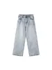 Jeans estilo rua americano com estampa grande de asas na cintura traseira, projetado para primavera e outono, apresentando um design solto de perna larga