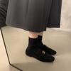 Zapatos de Cuero Gamuzado Retro Simples de Punta Redonda Estilo Británico para Mujer, Zapatos Planos sin Cordones para Uso en Exteriores, Zapatos Versátiles para el Trabajo