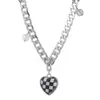 Collar de Corazón a Cuadros al por Mayor de Fábrica Nuevo Otoño e Invierno 2025 Cadena de Suéter Hip-Hop de Nicho Cadena de Sudadera para Mujeres