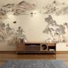 Nuevo Estilo Chino Paisaje de Tinta Pino de Bienvenida Revestimiento de Pared Sin Costuras Sala de Estar Pared de Fondo de TV Casa de Té Casa de Té Pared Decorativa Autoadhesivo