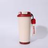Termo de vacío de moda de acero inoxidable 316 con cordón de cuerda taza de café portátil de doble pajita para beber