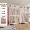 Guarda-Roupa de Aço Estilo Moderno para Armazenamento no Quarto, Guarda-Roupa de Chão para Apartamento de Aluguel Infantil, Cabideiro de Armazenamento à Prova de Poeira para Adultos