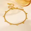 Colgante de Acero de Titanio Geométrico Forma de Gota de Agua Rombo Cuenta Redonda para Mujer Horno Interior Electrochapado al Vacío Oro de 18K Pulsera de Acero Inoxidable 304 a la Moda