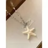 Colar Trançado Feito à Mão Estrela-do-Mar Verão Dopamina Estilo Longo Feminino Estilo Férias na Praia Patchwork Acessório Versátil da Moda
