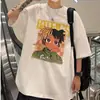 Camiseta de Manga Corta para Niños, Moderna de Dibujos Animados Verano Moda Retro Americana Marca Holgada Hip-Hop Calle Alta Talla Grande Camiseta de Media Manga