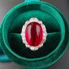 Conjunto de Joias Fluorescente Denier Vermelho Pombo Corindo Pedra Principal Jade Pingente Conjunto Face Lisa 13*18-10