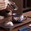 Tetera de Arcilla Morada, Tetera que Cambia de Color, Tetera del Fénix Cantante, Cambia de Color al Calentarse, Tetera Hecha a Mano, Juego de Té de Viaje para una Persona, Taza Rápida Compacta para Preparar Té