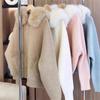 Casaco de Tricô com Capuz e Zíper Estilo Americano Preguiçoso Gola de Pele Feminino Outono e Inverno Senso de Design Solto Cardigan Versátil
