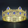 Concurso de Belleza Nupcial Europeo y Americano Corona Grande Tiara Reina Aleación Pedrería Corona Barroca Corona de Rey para Hombres Británicos