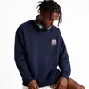 Sudadera de Algodón Pesado para Parejas, Corte Holgado, Cuello Redondo, Sin Capucha, Pulóver, Versátil, Cálida, Prenda Superior Estampada para Otoño e Invierno