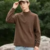 Sudadera de terciopelo alemán con media cremallera para hombre, amigable con la piel para otoño e invierno, camiseta básica de manga larga con cuello alto a la moda, top casual de color liso para exteriores