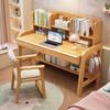 Mesa de Estudo Infantil Escrivaninha de Madeira Maciça Estante Integrada Mesa e Cadeira de Escrita para Alunos do Ensino Fundamental e Médio Moderna Simples para Casa Quarto