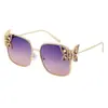 [Personalizado] Gafas de Sol de Moda Europeas y Americanas con Mariposas Personalizadas y Diamantes para Mujer, Gafas de Sol con Montura de Metal, Gafas de Protección Solar Transfronterizas