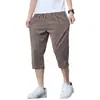 Calça Cropped de Seda de Gelo Secagem Rápida para Homens, Shorts Finos de Verão, Soltos Esportivos Casuais, Comprimento 7/8, Tendência Versátil