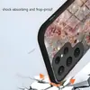 Bestseller de comercio electrónico transfronterizo: Funda rígida de cristal para Samsung S22/S23 Ultra con diseño artístico floral de polvo dorado
