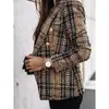 2026 Otoño/Invierno Nuevo Estilo Europeo y Americano Ropa de Mujer Transfronteriza Más Vendida Chaqueta Corta con Estampado de Doble Botonadura de Manga Larga