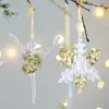 Floco de neve de Natal Árvore de Natal Acrílico Borda Dourada Floco de Neve Transparente Formato de Árvore de Natal Janela Floco de Neve Pêndulo Decorativo