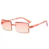 Gafas de sol cuadradas sin montura con borde cortado transfronterizas europeas y americanas, Gafas de sol personalizadas de una sola pieza de colores caramelo, Gafas de sol para protección solar al aire libre