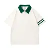 Estilo college transfronteiriço algodão 210G listras paralelas combinação de cores Camisa Polo masculina verão marca de tendência design lapela manga curta Camiseta