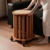 Bancos tejidas de ratán apilables para almacenamiento, Bancos apilables de madera maciza, Bancos de repuesto para mesa de comedor del hogar, Bancos de madera combinados cuatro en uno