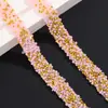 Respaldo Adhesivo Termofusible de Doble Cara, Pedrería Dorada con Base Puntiaguda, Cuentas de Arroz de Colores y Tiras de Diamantes, Correa de Diamantes de 1.5 cm de Ancho, Pegatinas para Bolsas de Zapatos