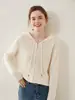 Cárdigan de Cachemira con Cremallera y Capucha 2026 Nuevo Estilo Otoño e Invierno Camiseta Básica Suelta Adelgazante para Mujer Chaqueta Corta de Estilo Suave