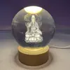 Bola de Cristal Gravada a Laser 3D K9 Bola de Vidro Luz Noturna com Base de Madeira Decoração Criativa para Mesa de Escritório Casa Presente de Aniversário