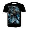 Comércio Exterior Amazon anime verão estampa digital caveira de horror T-shirt 3D masculina casual masculina Top Europeu e Americano