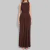 Transfronterizo 2025 Ropa de Mujer Transfronteriza Europea y Americana Vestido de Primavera Moda Elegante Color Sólido Corte Delgado Plisado