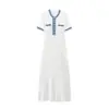 AliExpress explosiones al por mayor francés elegante 20225 primavera nuevo moda simple Mezcla de mezclilla y tejido vestido mujer