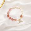 Pulsera de Cristal Rosa ins Diseño Nicho Pulsera Novia Hermanas Perla de Agua Dulce Zircón Cola de Pez Pulsera Celebridad de Internet