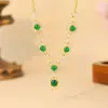 Colar de Luxo de Jade Verde Gelo Natural Grau A com Incrustação Banhada a Ouro Antigo, Joias de Jade, Fonte para Transmissão ao Vivo no TikTok