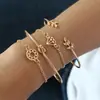 Joyería Transfronteriza Retro Europeo y Americano Hoja Nudo Pulsera Hueca Geométrico Redondo Triángulo Pulsera Venta al por Mayor