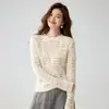 Suéter de cashmere pesado e intrincadamente tricotado à mão com gola redonda, adequado para usar em camadas ou sozinho, um suéter moderno de tricô rendado para outono e inverno
